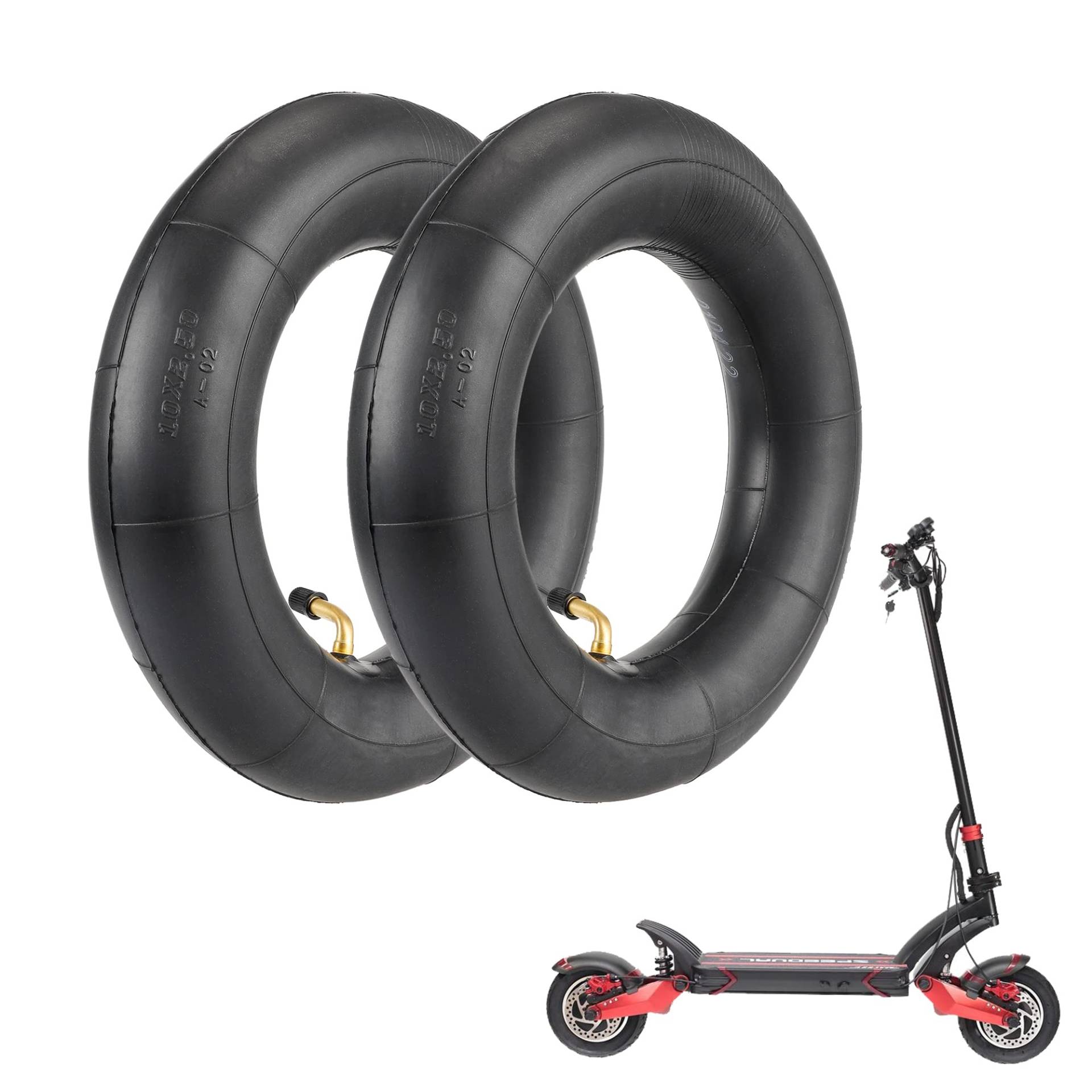 Fututech 10 Zoll 10 x 2,5 Zoll Luftschlauch, dick für Speedual Zero 10 x Innertube für VSETT mit gebogenem Ventil, Zubehör, Roller, Ersatzteil für Elektroroller (2 Stück) von Fututech