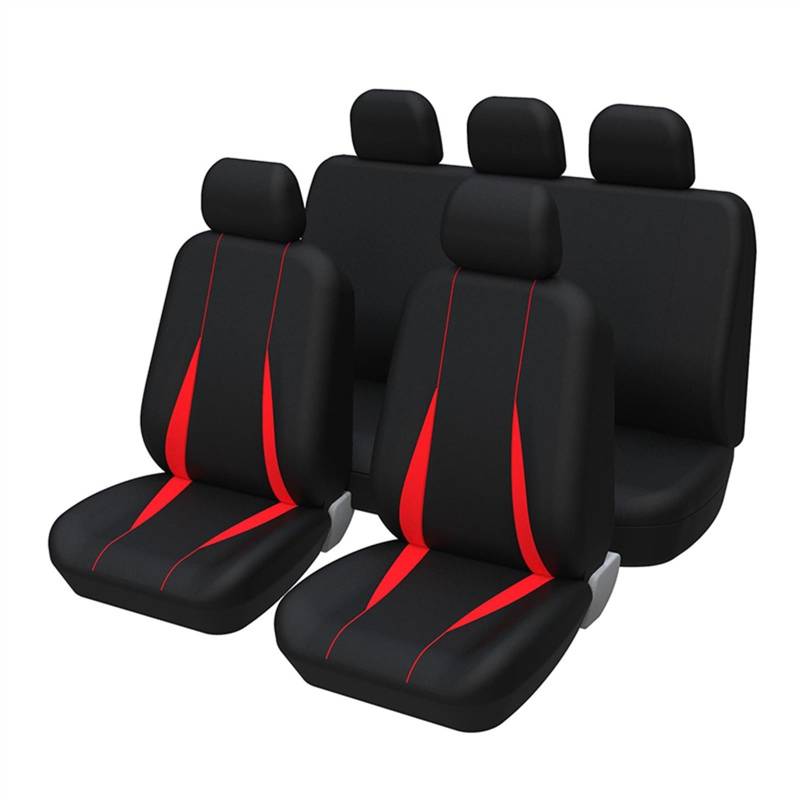 Auto Sitzauflagen Autositzbezüge, universelles Autositzbezug-Set aus Polyester, passend für die meisten Autos, SUVs und Vans, einfarbiger zweifarbiger Autositzschutz Auto-Schonbezüge(Red full set) von NADCFN