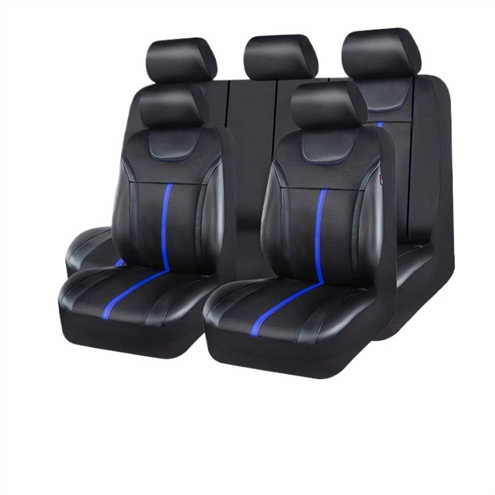 Auto Sitzauflagen Universal-Autositzbezug-Set aus PU-Leder und Netzstoff, Autozubehör, Unisex, passend für die meisten Sitzkissen für Autos, SUVs, Vans und Lastwagen Auto-Schonbezüge(5 seat Blue) von NADCFN