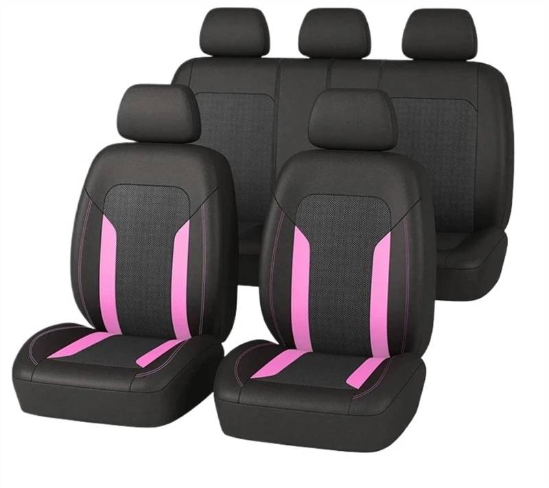 Auto Sitzauflagen Universelles Netz-Autositzbezug-Set, Zubehör, Innenraum, Unisex, passend für die meisten Autos, SUVs, Schienentransporter, mit Reißverschluss, Airbag-kompatibel Auto-Schonbezüge(Pink von NADCFN