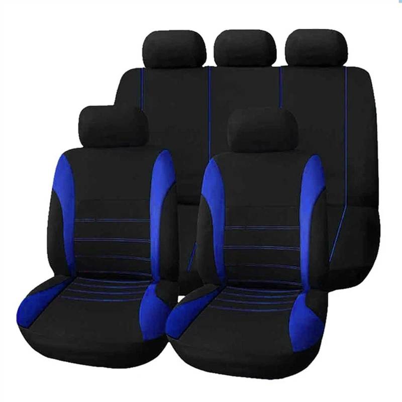 NADCFN Auto Sitzauflagen 2/4/9 Pcs Universal Auto Sitzbezüge Set Auto Styling Innen Zubehör Auto-Schonbezüge(Full Set -Blue) von NADCFN