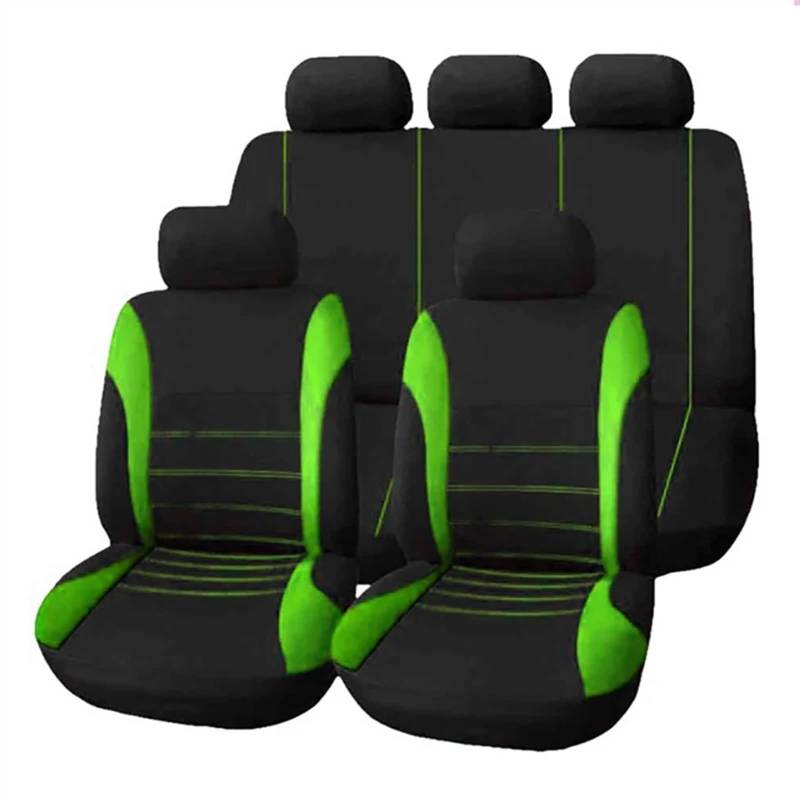 NADCFN Auto Sitzauflagen 2/4/9 Pcs Universal Auto Sitzbezüge Set Auto Styling Innen Zubehör Auto-Schonbezüge(Full Set -Green) von NADCFN