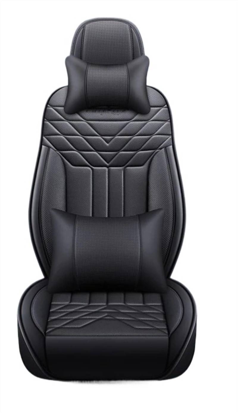 NADCFN Auto Sitzauflagen 5-Sitz Komplettset Universal Leder Sitzbezug Autozubehör Styling Schutz Auto-Schonbezüge(All Black Pillow) von NADCFN