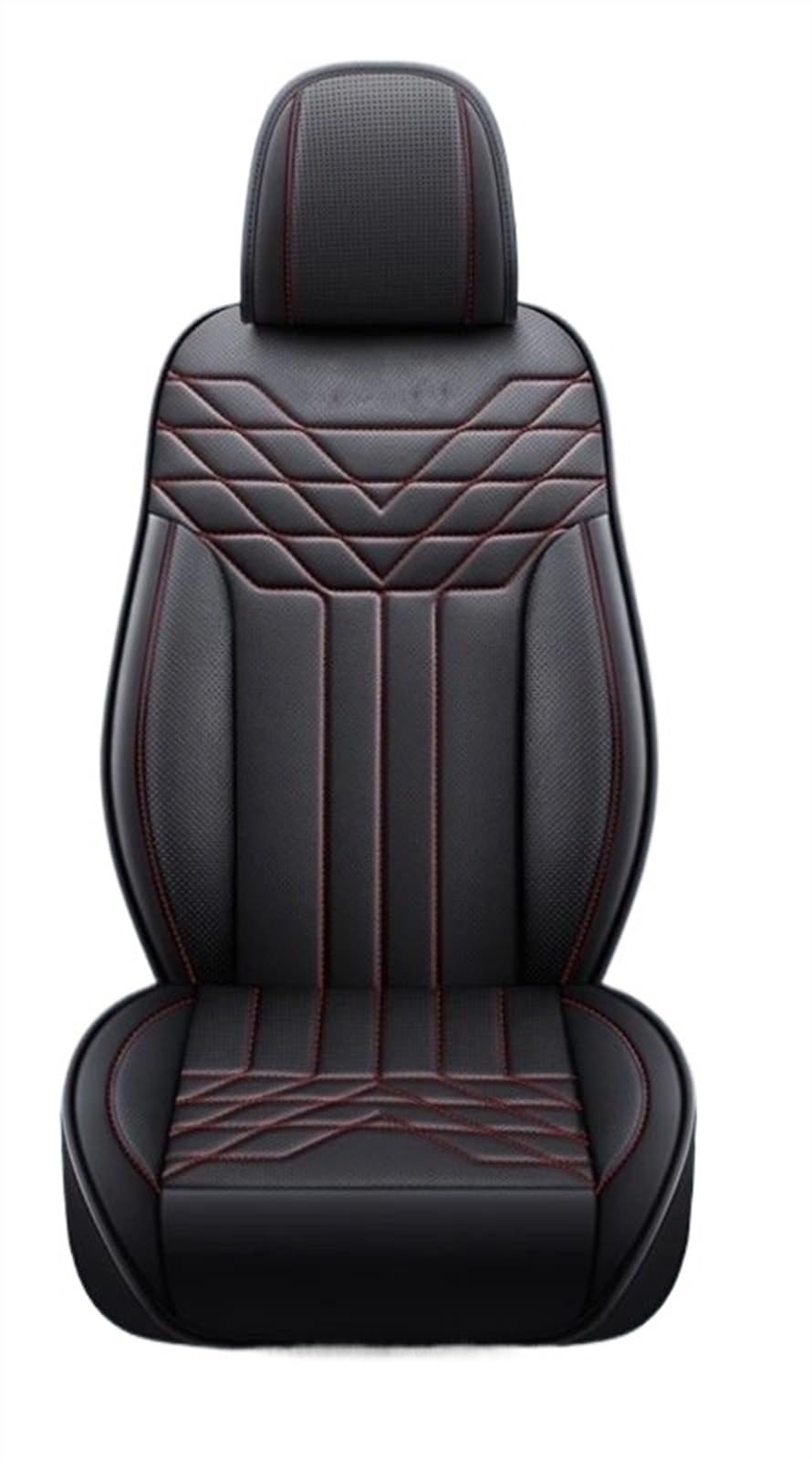 NADCFN Auto Sitzauflagen 5-Sitz Komplettset Universal Leder Sitzbezug Autozubehör Styling Schutz Auto-Schonbezüge(Black red) von NADCFN