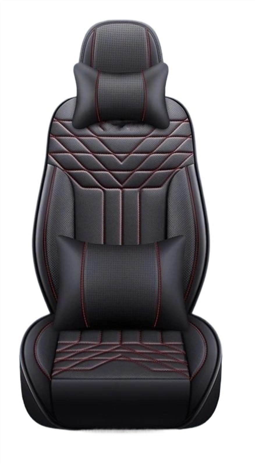 NADCFN Auto Sitzauflagen 5-Sitz Komplettset Universal Leder Sitzbezug Autozubehör Styling Schutz Auto-Schonbezüge(Black red Pillow) von NADCFN