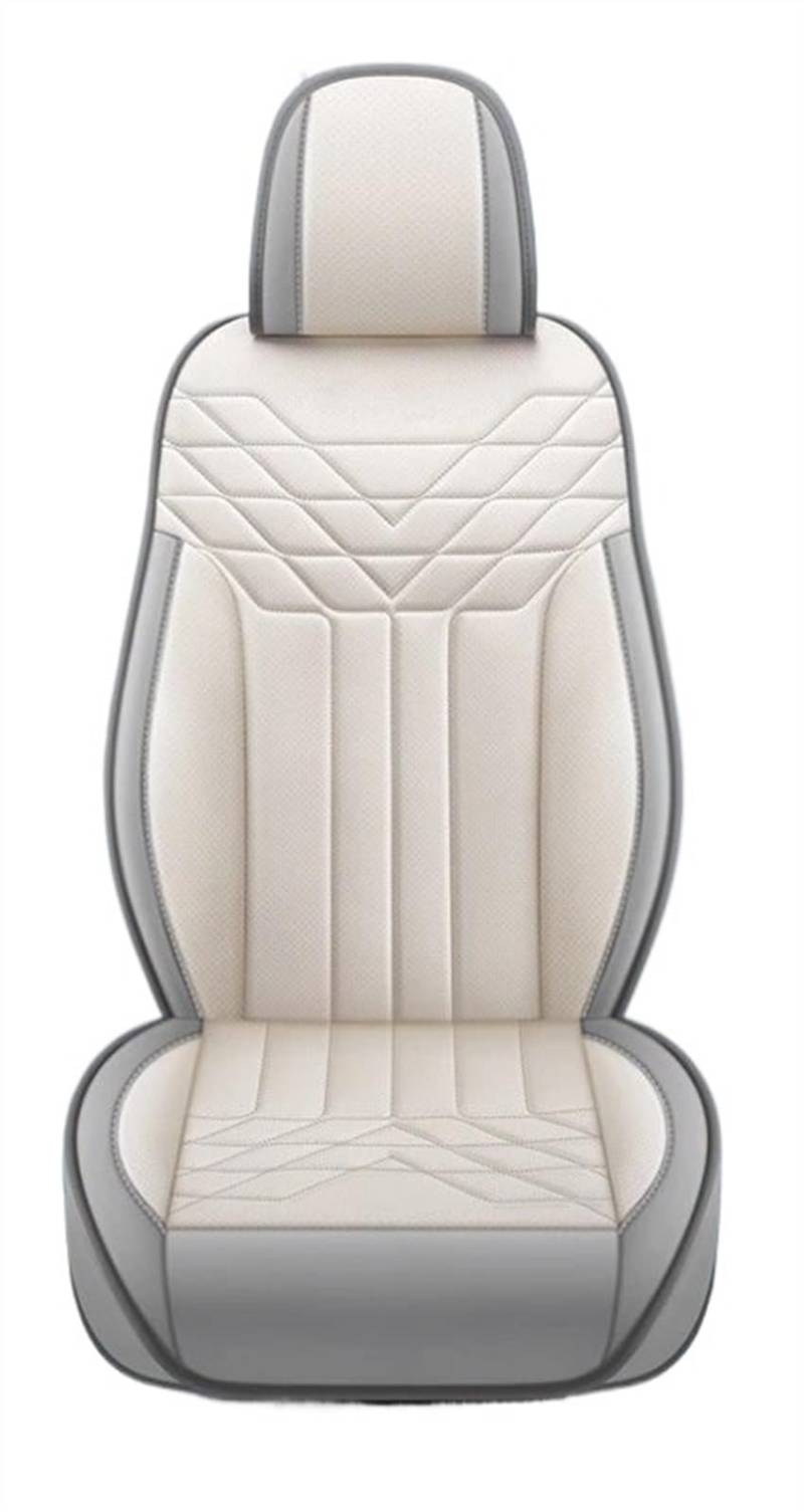 NADCFN Auto Sitzauflagen 5-Sitz Komplettset Universal Leder Sitzbezug Autozubehör Styling Schutz Auto-Schonbezüge(Gray White) von NADCFN