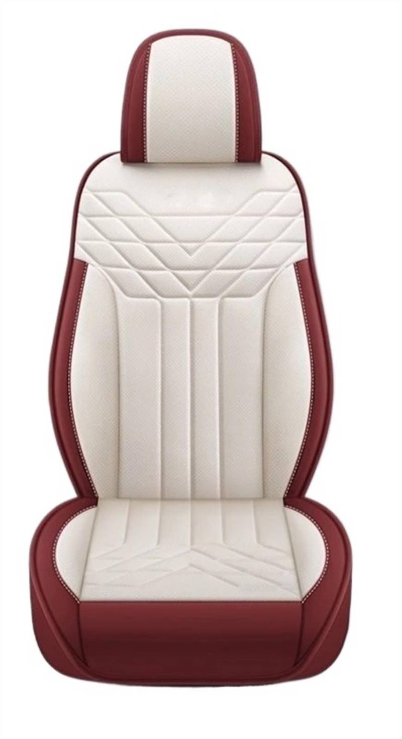 NADCFN Auto Sitzauflagen 5-Sitz Komplettset Universal Leder Sitzbezug Autozubehör Styling Schutz Auto-Schonbezüge(Red White) von NADCFN