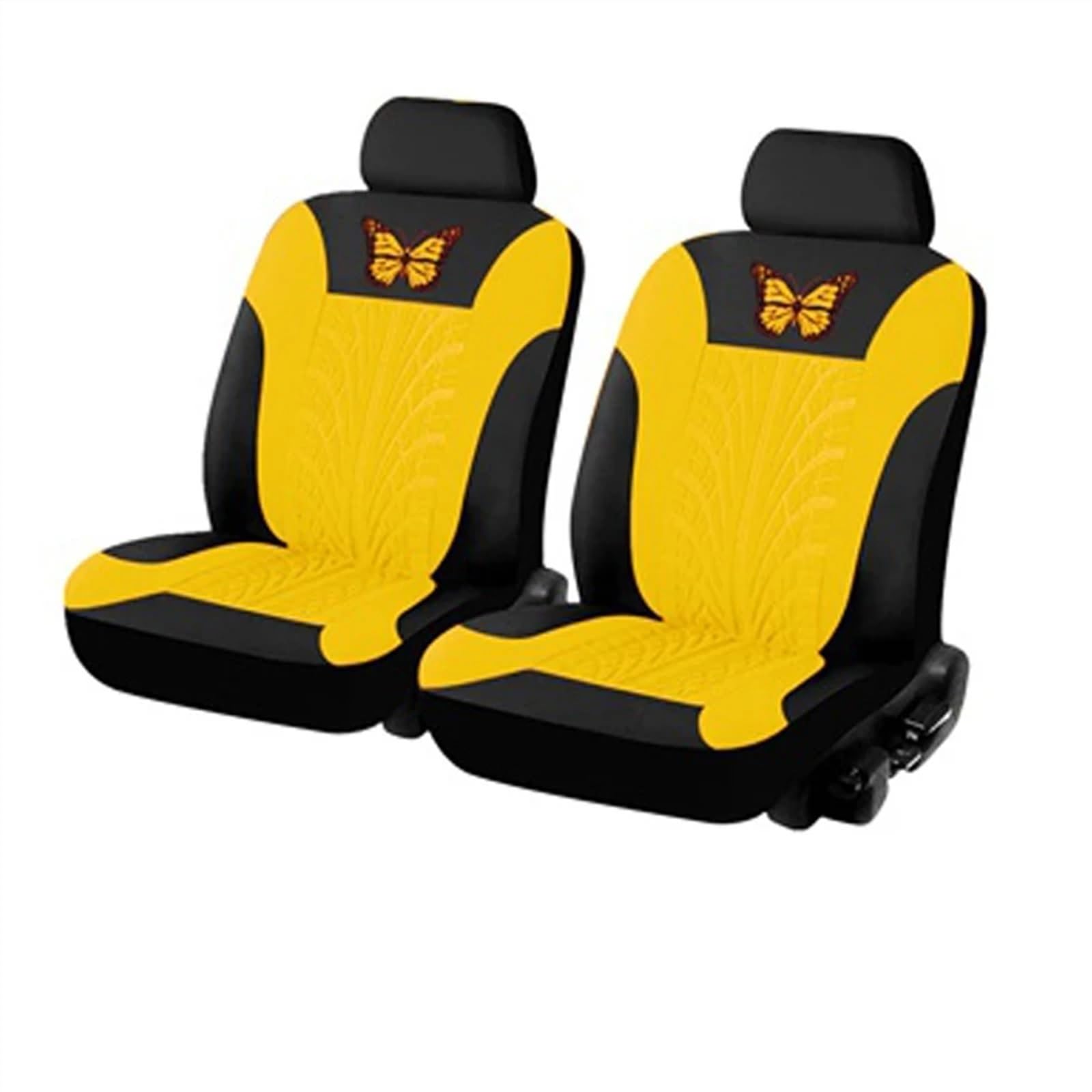 NADCFN Auto Sitzauflagen Autositzbezüge, komplettes Set, universelles Schmetterlingsmuster, Autoabdeckung, Airbag, sicherer LKW, Van, SUV, Sitzschutz, Zubehör Auto-Schonbezüge(Yellow (2 seat)) von NADCFN