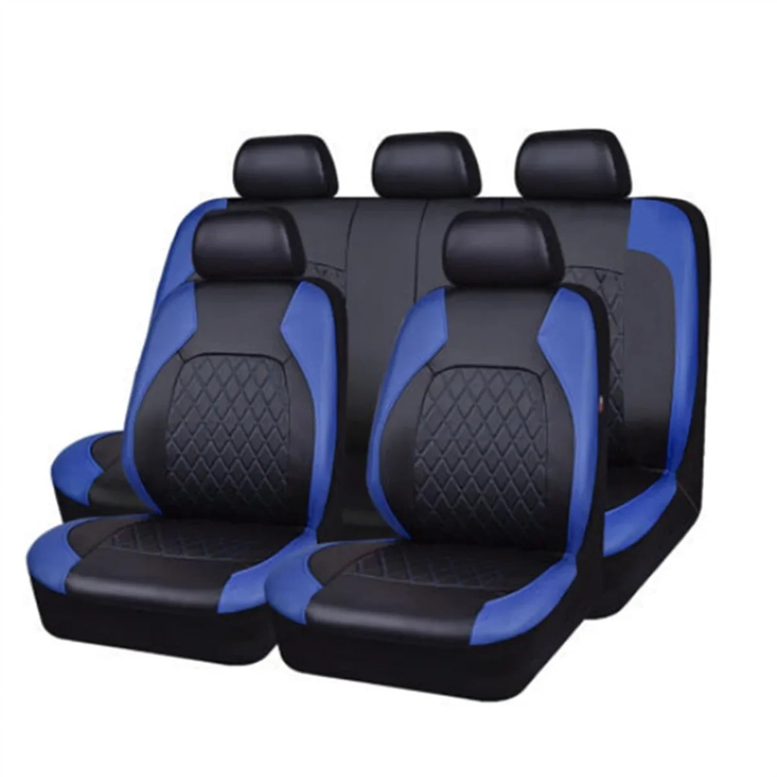 NADCFN Auto Sitzauflagen Autositzbezug-Set aus PU-Leder, vollständige Abdeckung, Kratzfest, passend für Limousine/SUV/LKW, universeller Schutz, einfache Installation Auto-Schonbezüge(Blue 5 pcs) von NADCFN