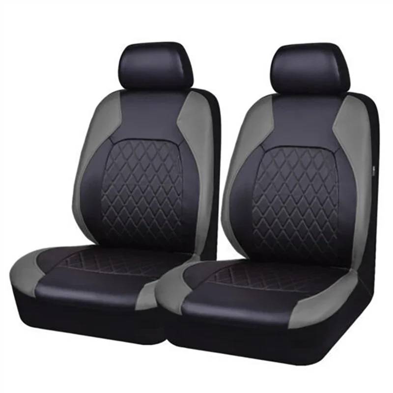 NADCFN Auto Sitzauflagen Autositzbezug-Set aus PU-Leder, vollständige Abdeckung, Kratzfest, passend für Limousine/SUV/LKW, universeller Schutz, einfache Installation Auto-Schonbezüge(Gray 2 pcs) von NADCFN