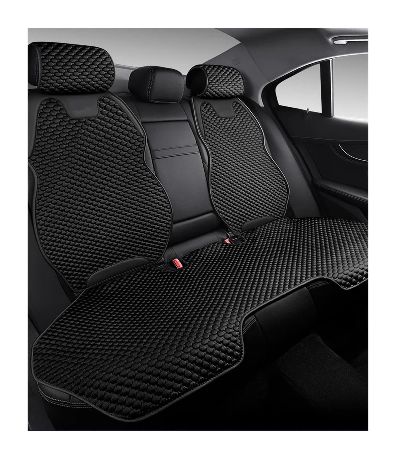 NADCFN Auto Sitzauflagen Autositzbezug aus Eisseide, ultradünn, kühlend, atmungsaktiv, rutschfeste Matte, belüftet, geteilter Autostuhl-Schutzbezug Auto-Schonbezüge(1 Rear seat Black) von NADCFN