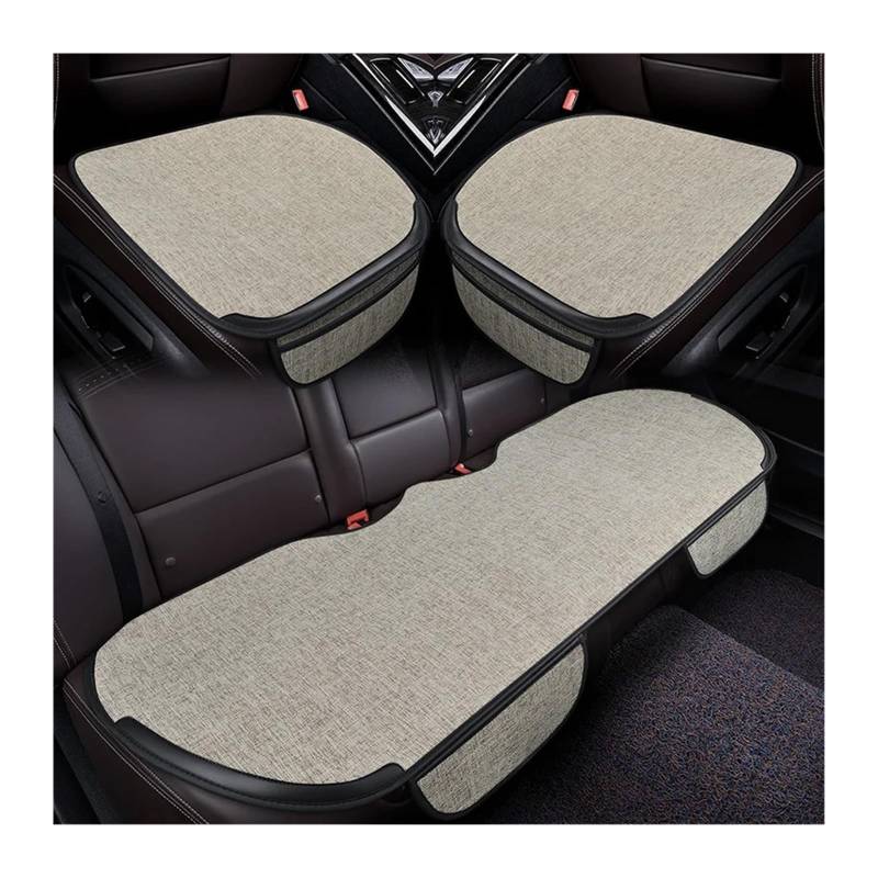 NADCFN Auto Sitzauflagen Autositzbezug vorne hinten, komplettes Set, wählen Sie Autositzkissen, Leinenstoff, Sitzpolsterschutz, Auto-Innenausstattung Auto-Schonbezüge(3pcs beige) von NADCFN