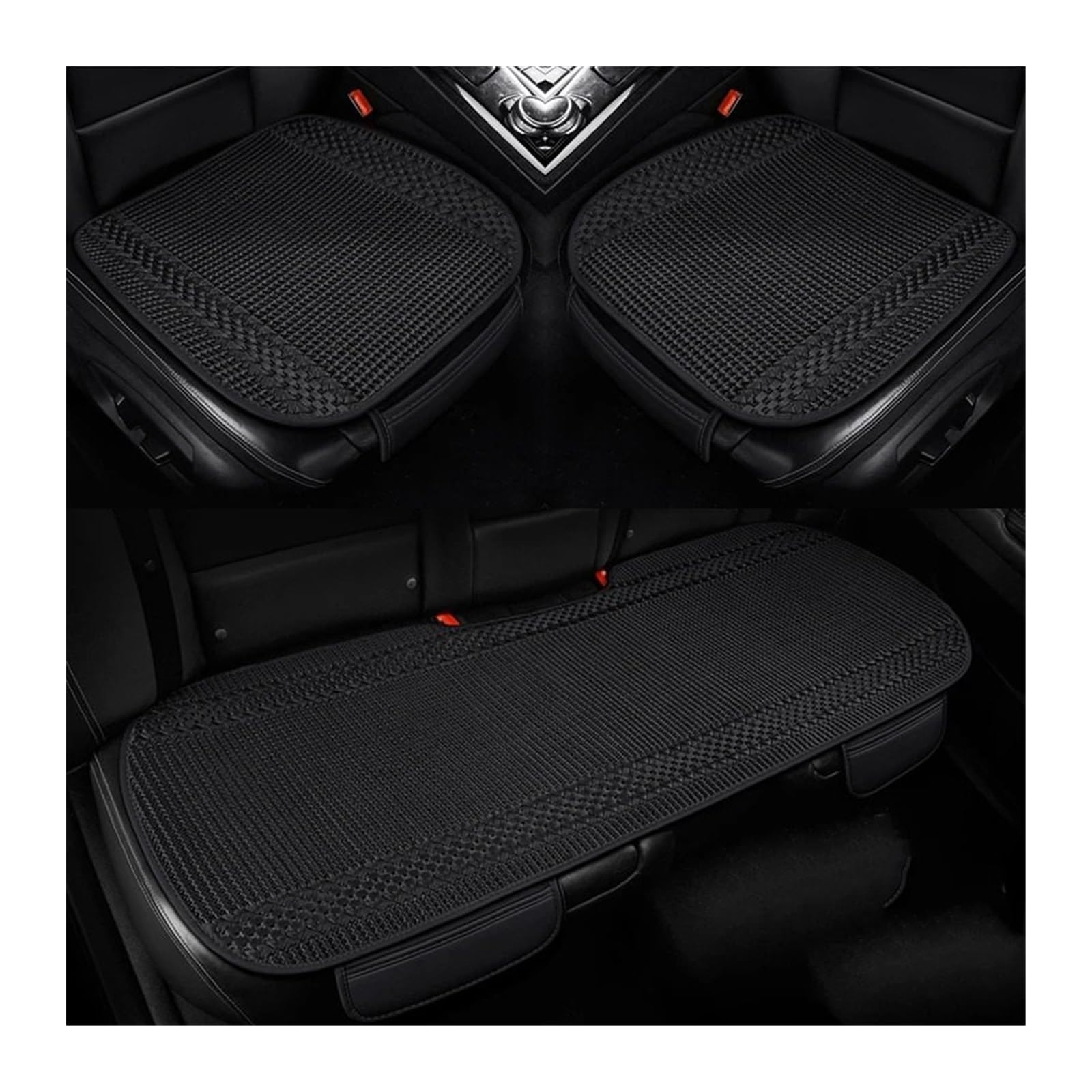 NADCFN Auto Sitzauflagen Eisseide Autositzbezug Sommer Atmungsaktiv Kühlung Auto Sitzkissen Anti Scratch Seat Protector Universal Für Limousine SUV Auto-Schonbezüge(Black 3pcs) von NADCFN