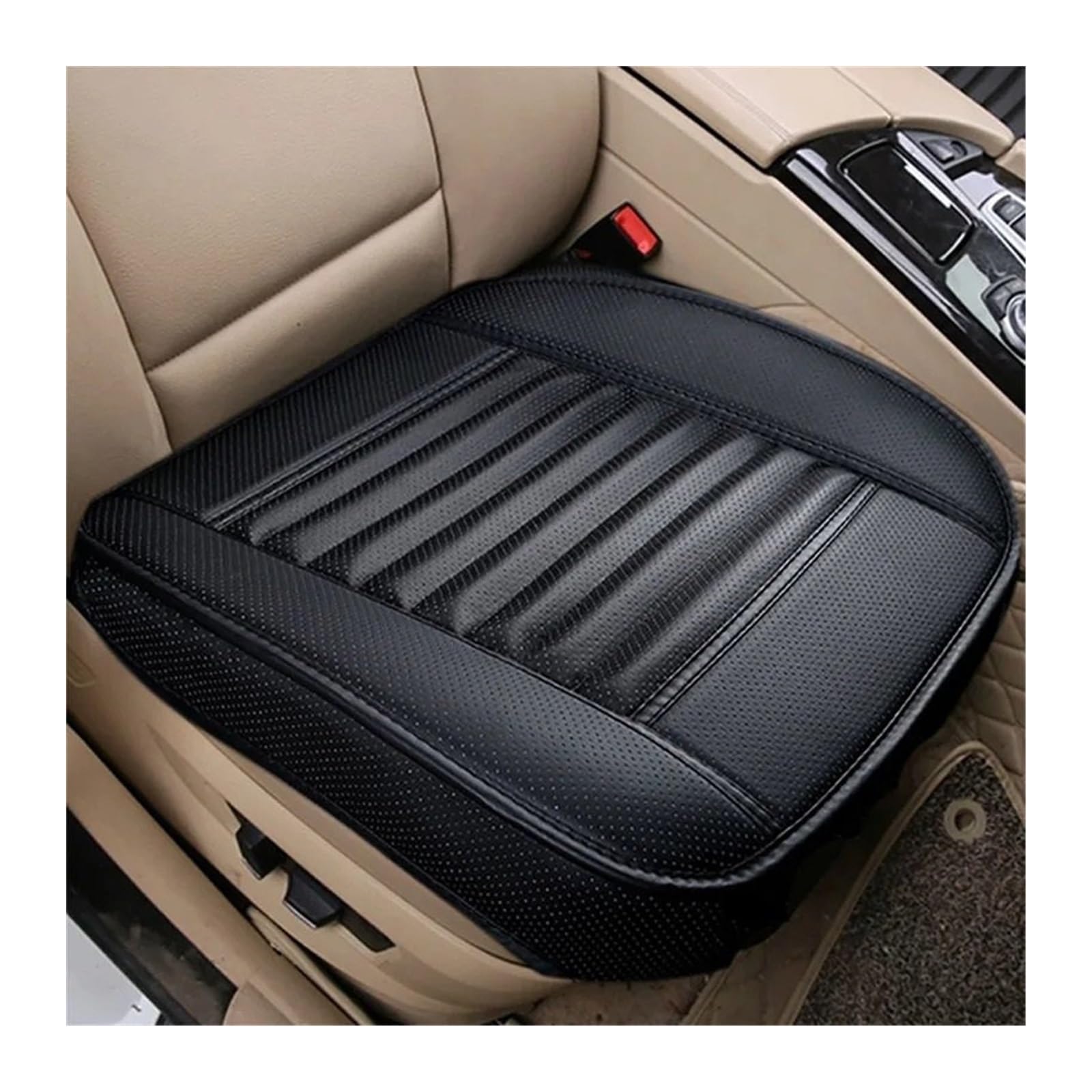 NADCFN Auto Sitzauflagen Leder Autositzbezug Innenausstattung Autositze Bezug Kissenschutzmatte Universal Sitzbezug Teppich Autozubehör Auto-Schonbezüge(1pc Front Black) von NADCFN