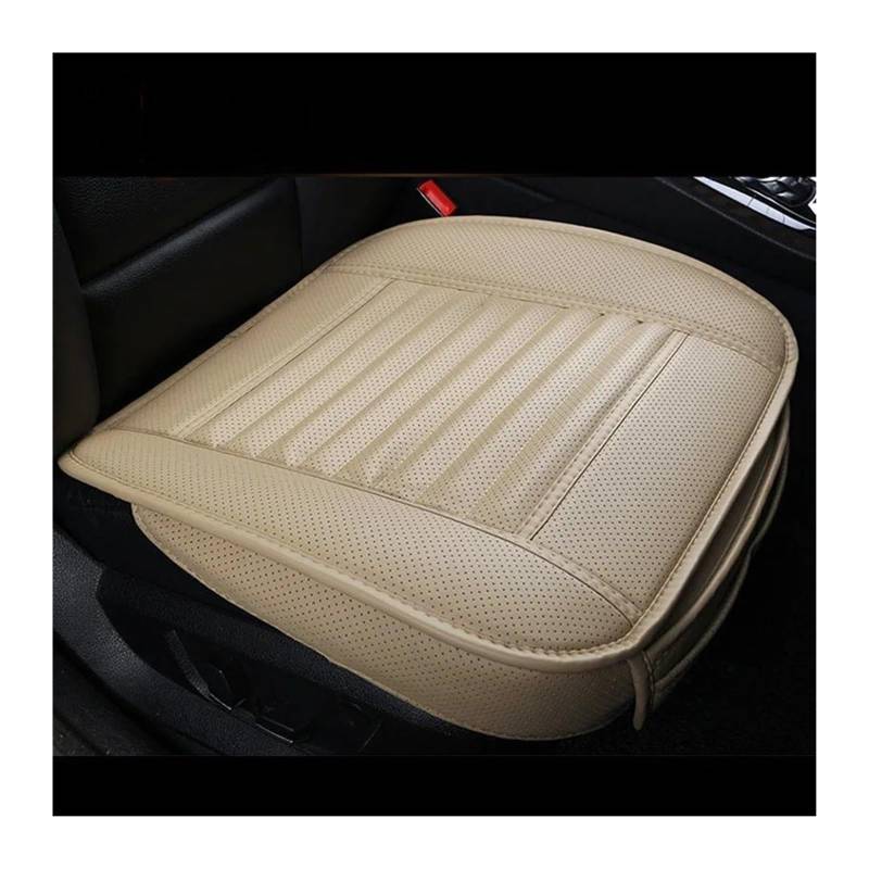 NADCFN Auto Sitzauflagen Leder Autositzbezug Innenausstattung Autositze Bezug Kissenschutzmatte Universal Sitzbezug Teppich Autozubehör Auto-Schonbezüge(2pcs Front Beige) von NADCFN