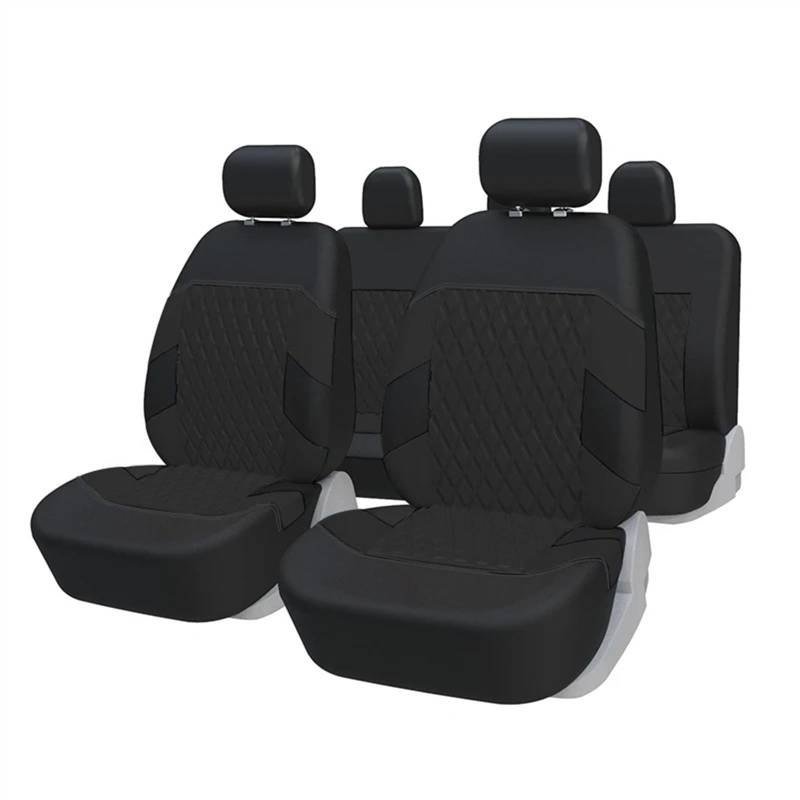 NADCFN Auto Sitzauflagen Universal Autositzbezüge Polyestergewebe Schutz Airbag Kompatibel 3 Reißverschluss Auto-Schonbezüge(Full Set Black) von NADCFN