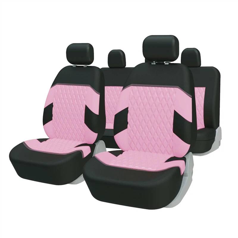 NADCFN Auto Sitzauflagen Universal Autositzbezüge Polyestergewebe Schutz Airbag Kompatibel 3 Reißverschluss Auto-Schonbezüge(Full Set Pink) von NADCFN