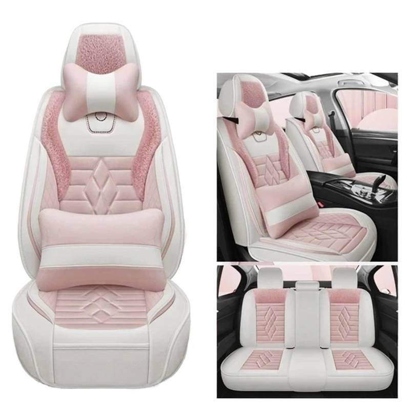 NADCFN Auto Sitzauflagen Universal Autositzbezüge für Limousine SUV Warm Komplettset 5 Sitze Sitzbezug für den Winter Dickes Sitzkissen Auto-Schonbezüge(Luxury pink) von NADCFN