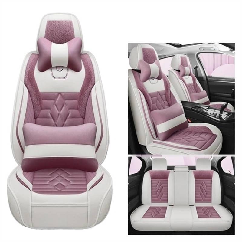 NADCFN Auto Sitzauflagen Universal Autositzbezüge für Limousine SUV Warm Komplettset 5 Sitze Sitzbezug für den Winter Dickes Sitzkissen Auto-Schonbezüge(Purple White 1) von NADCFN