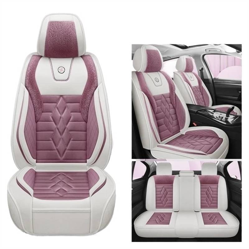 NADCFN Auto Sitzauflagen Universal Autositzbezüge für Limousine SUV Warm Komplettset 5 Sitze Sitzbezug für den Winter Dickes Sitzkissen Auto-Schonbezüge(Purple White 2) von NADCFN