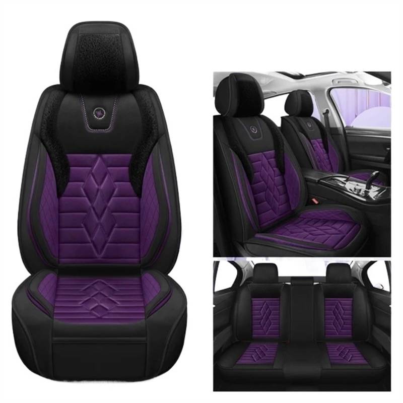 NADCFN Auto Sitzauflagen Universal Autositzbezüge für Limousine SUV Warm Komplettset 5 Sitze Sitzbezug für den Winter Dickes Sitzkissen Auto-Schonbezüge(Standard Purple) von NADCFN