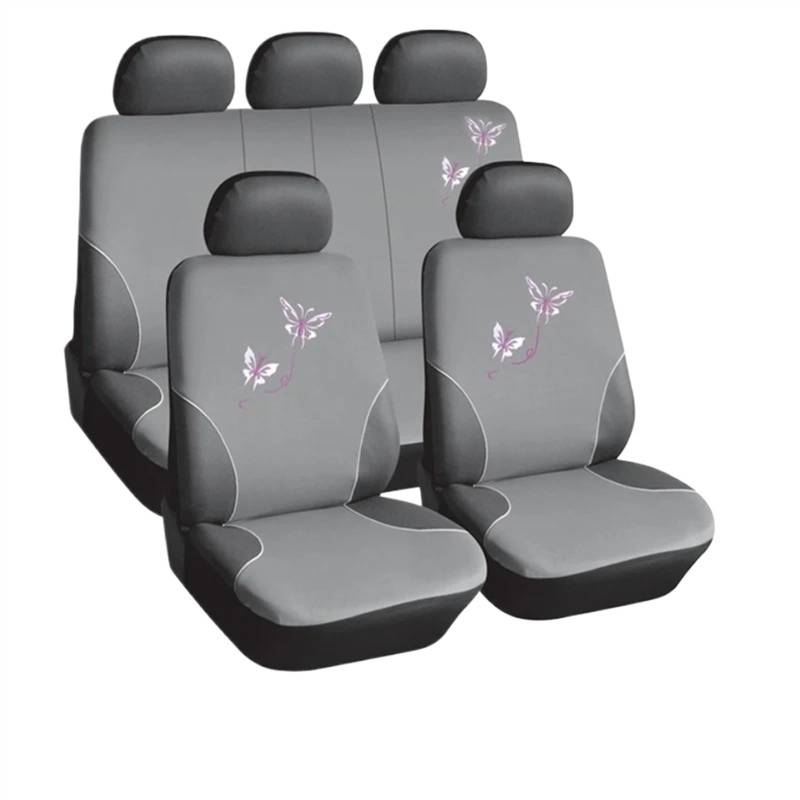 NADCFN Auto Sitzauflagen Universal Polyester Stickerei Autositzbezüge Set Zubehör Innenausstattung Frau Bezüge Autositze Passend für die meisten Auto SUV Auto-Schonbezüge(Butterfly Embroidery) von NADCFN