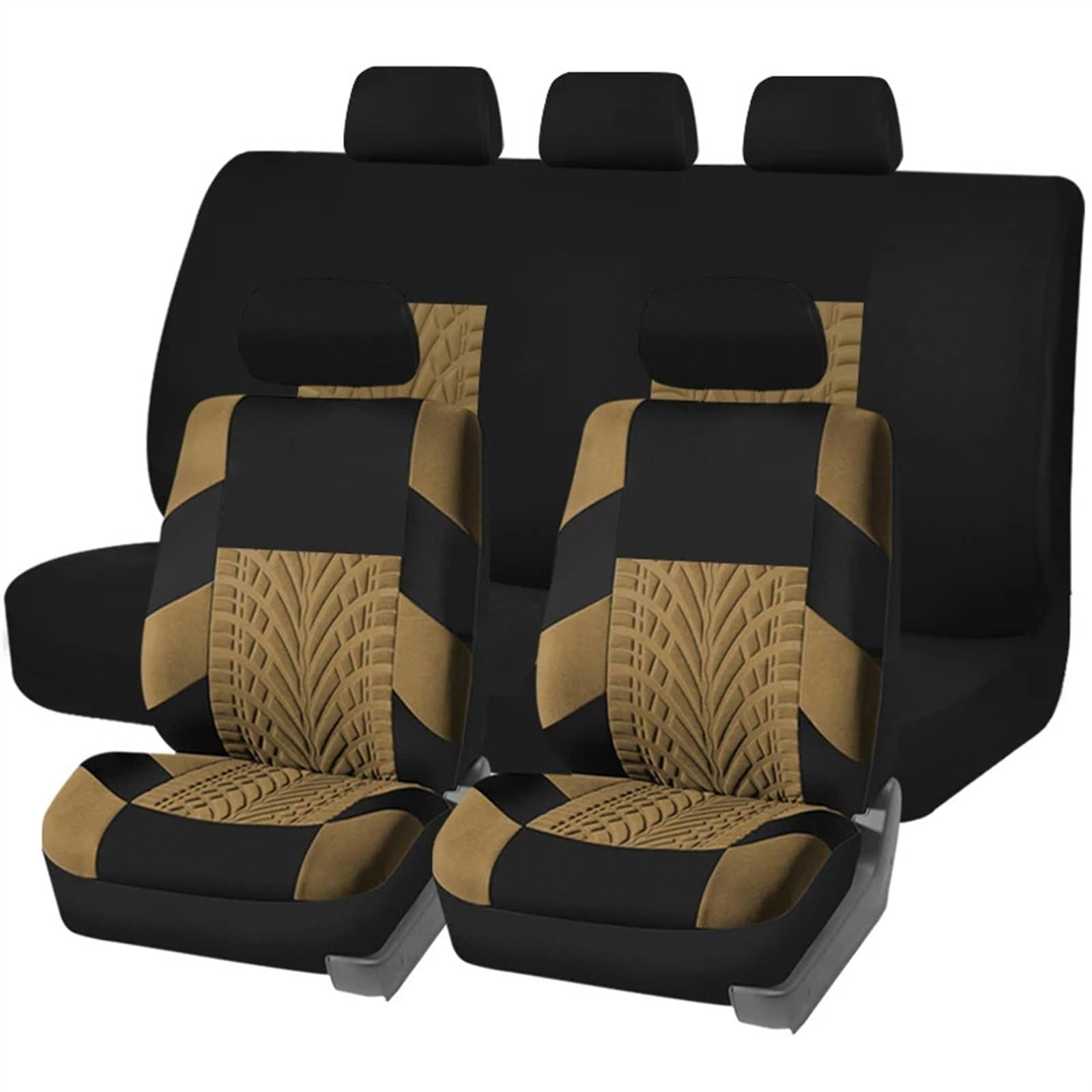 NADCFN Auto Sitzauflagen Universalgröße Autositzbezüge Komplettset Stoff SUV Limousine Van Autoinnenraumbezug Autozubehör Innenraum Auto-Schonbezüge(Beige Set) von NADCFN