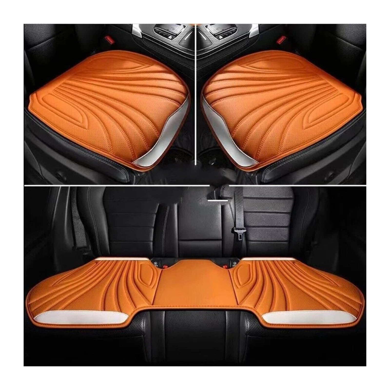 NADCFN Auto Sitzauflagen Wildleder Auto Vorne/Hinten Schutz Innenausstattung Autositzbezug Universal 5-Sitzer Atmungsaktives Anti-Rutsch-Kissen Auto-Schonbezüge(3pcs orange) von NADCFN