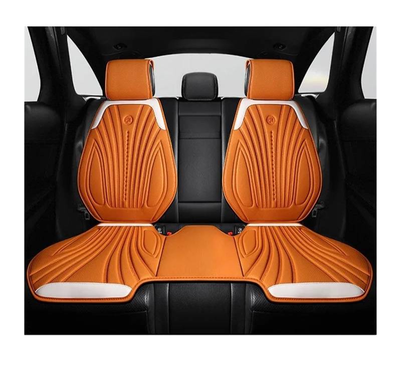 NADCFN Auto Sitzauflagen Wildleder Auto Vorne/Hinten Schutz Innenausstattung Autositzbezug Universal 5-Sitzer Atmungsaktives Anti-Rutsch-Kissen Auto-Schonbezüge(3pcs orange Rear Row) von NADCFN