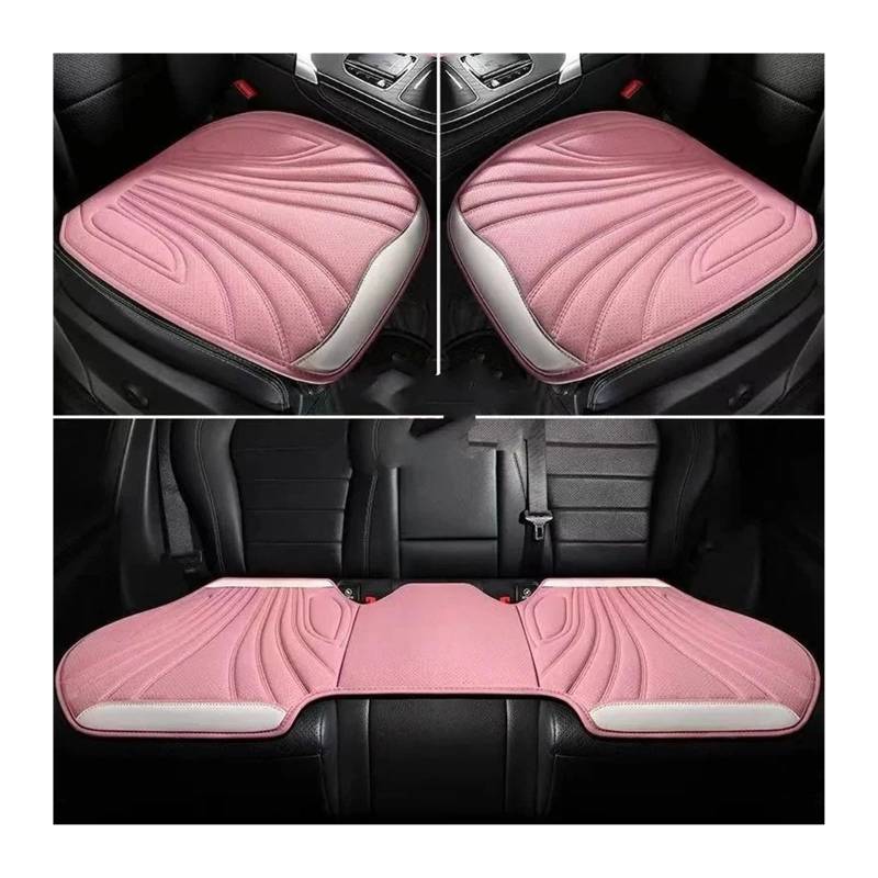 NADCFN Auto Sitzauflagen Wildleder Auto Vorne/Hinten Schutz Innenausstattung Autositzbezug Universal 5-Sitzer Atmungsaktives Anti-Rutsch-Kissen Auto-Schonbezüge(3pcs pink) von NADCFN