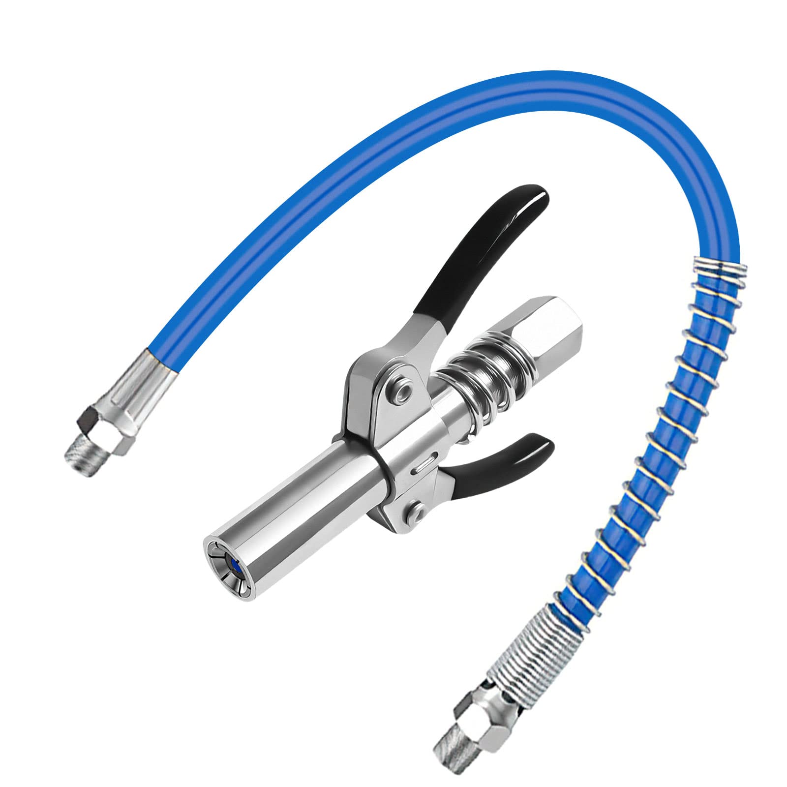 Fettpresse Mundst¨¹ck Edelstahl Doppelgriff Fettpresse Kupplung, G Coupler f¨¹r Fettpresse 1/8¡± NPT, Fettpresse Mundst¨¹ck mit Schlauch f¨¹r Schmiernippel 10000 PSI alle Arten von Fettpresse (Silber) von NAEBRO