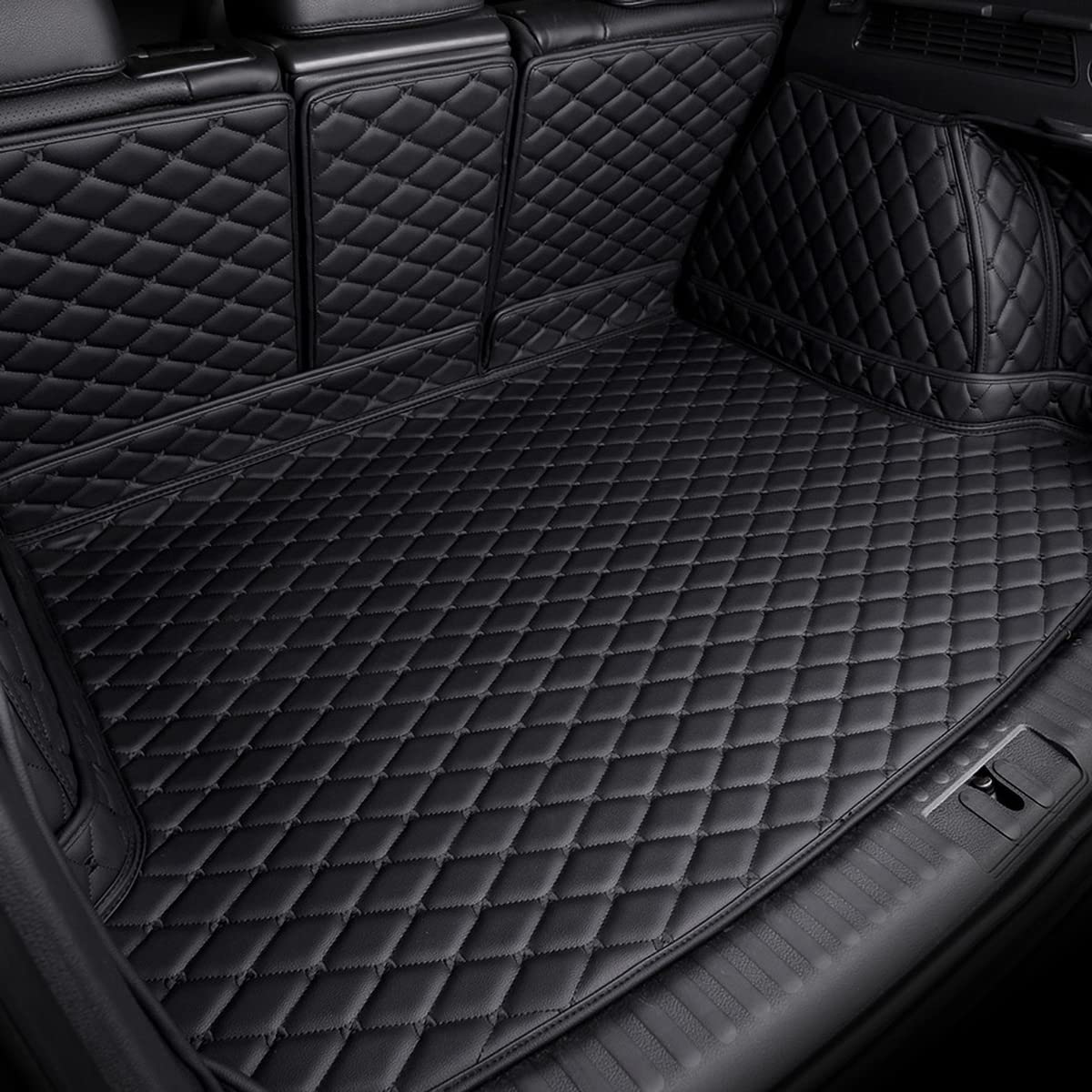 VollstäNdige Einkreisung Leder Kofferraummatte Kofferraumwanne für Audi Q8 2018-2023, Rutschfest Kratzfestem Auto Kofferraummatten Kofferraumschutz von NAHAN