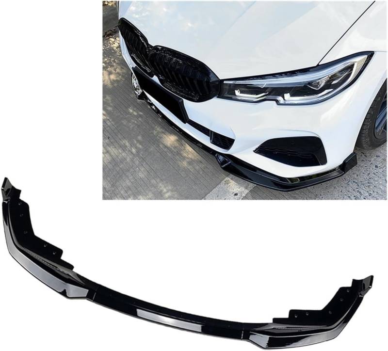 Frontlippe Spoiler für BMW Série 3 G20 M-Pack 330d 318i 330e 330i 320i M340i xDrive 2019-2022,Auto Frontstoßstange Splitter Lip Spoiler Frontspoiler Protector Kits, A/Black von NAIRE