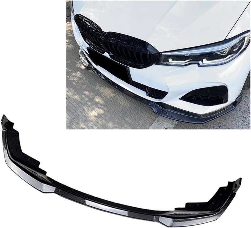 Frontlippe Spoiler für BMW Série 3 G20 M-Pack 330d 318i 330e 330i 320i M340i xDrive 2019-2022,Auto Frontstoßstange Splitter Lip Spoiler Frontspoiler Protector Kits,A/Carbon Fiber von NAIRE