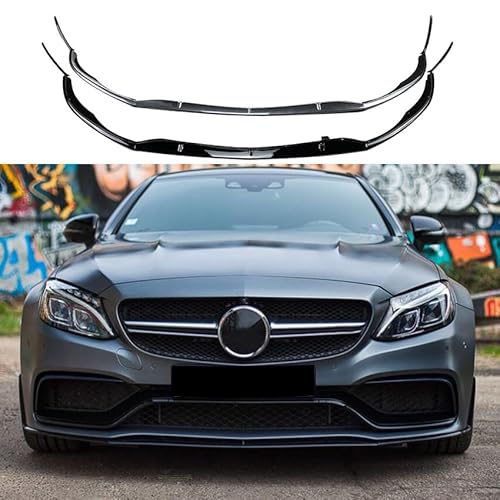 Frontlippe Spoiler für Mercedes-Benz C-Class W205 C205 S205 C63 AMG 2015-2022,Auto Frontstoßstange Splitter Lip Spoiler Frontspoiler Protector Kits,A/Black von NAIRE