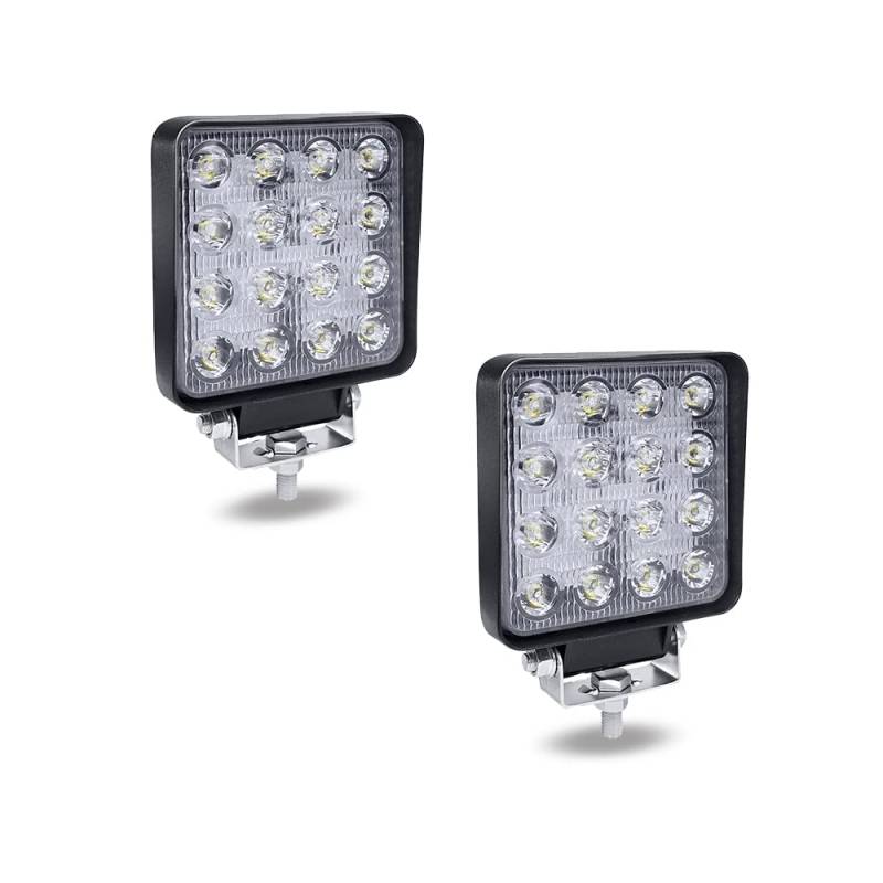 NAIZY 2 * 48W Quadrat LED Arbeitsscheinwerfer 12V Zusatzscheinwerfer 4320LM Offroad Reflektor Flutlicht IP67 Wasserdicht Scheinwerfer Kaltweiß Arbeitslampe für SUV, UTV, ATV von NAIZY