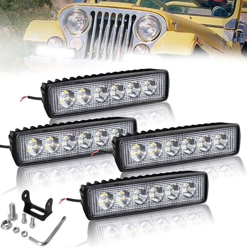 NAIZY 4 * 18W LED Arbeitsscheinwerfer Quadrat Offroad Flutlicht Arbeitslicht 12V/24V Zusatzscheinwerfer 1600LM Scheinwerfer IP67, für SUV UTV ATV(4 Stück) von NAIZY