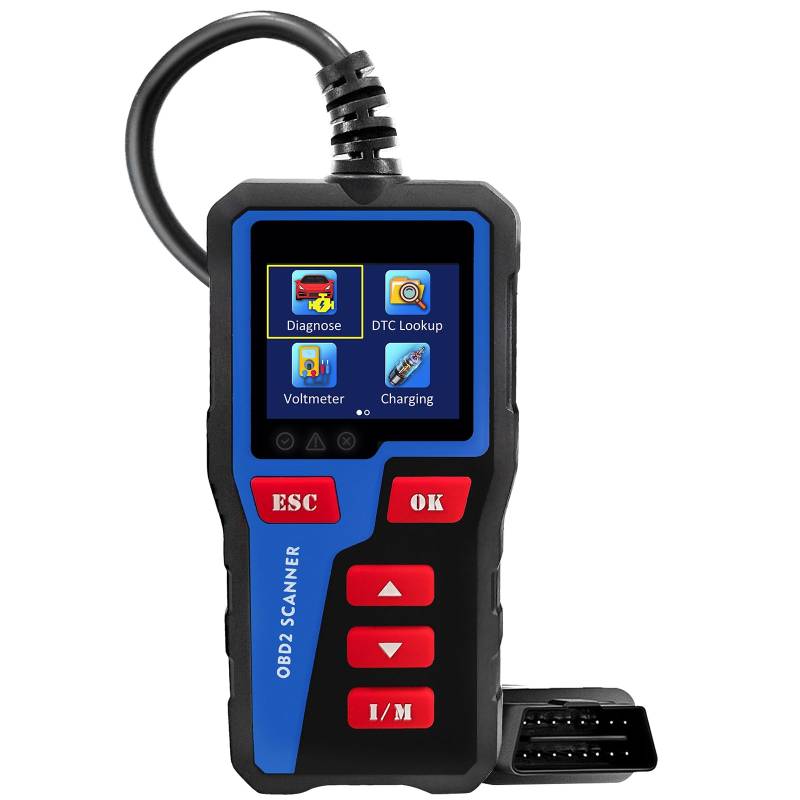 OBD2-Scanner-Diagnosetool – Leistungsstarker Motorfehlercodeleser mit Batteriestandsanzeige, Voltmeter, Standbild und Test des Anlassersystems – Unterstützt Fahrzeuge seit 1996 (USA, EU, Asien) von NAJIESUN