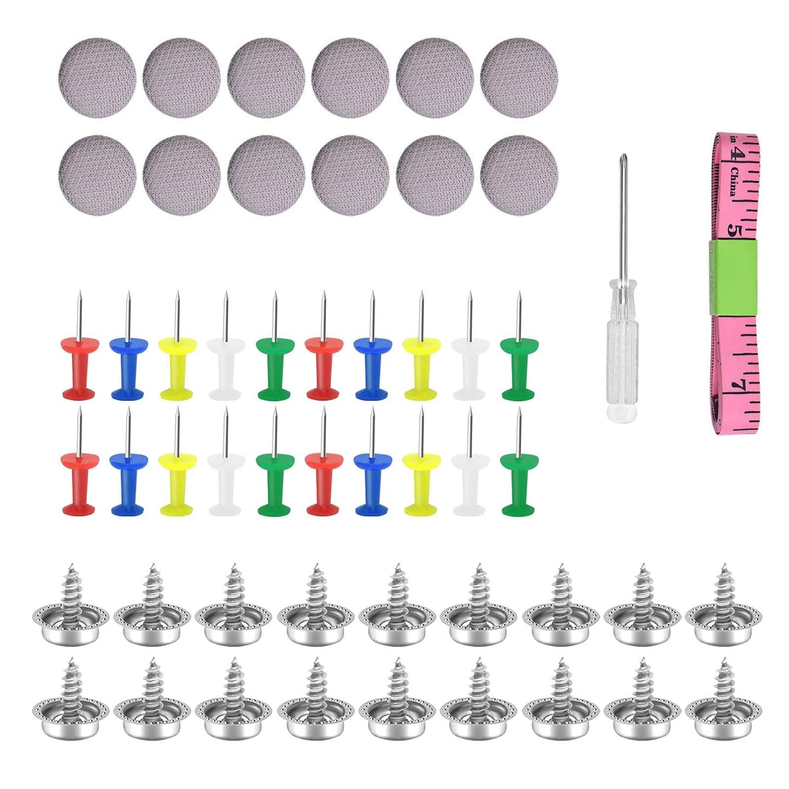 65 Stück Auto Dachhimmel Reparatur Set,Auto Reparatur Nieten Set, Universal Auto Dach Nieten mit Stecknadeln Schraubendreher Maßband, Ersatz Dachhimmel Reparaturknopf für Alle Autos von NAMIX