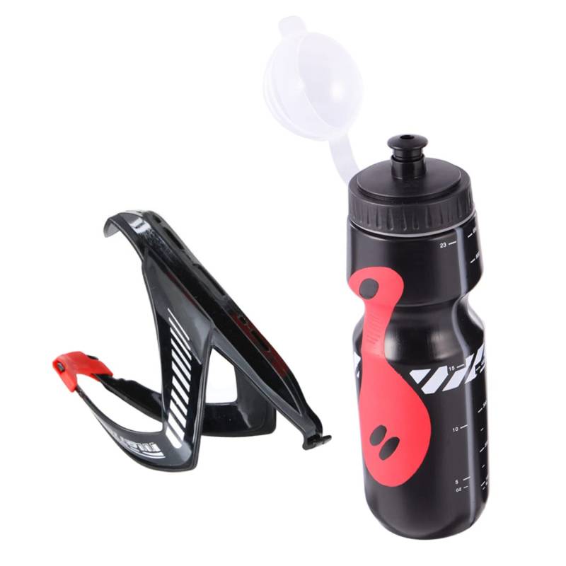 NAMOARLY 1 Set Fahrrad Wasserflasche Mit Halterung Tragbare Kunststoff Trinkflasche Schwarz Für Radfahrer Ideal Für Outdoor Aktivitäten Und Sport Inkl Flaschenhalter Für von NAMOARLY