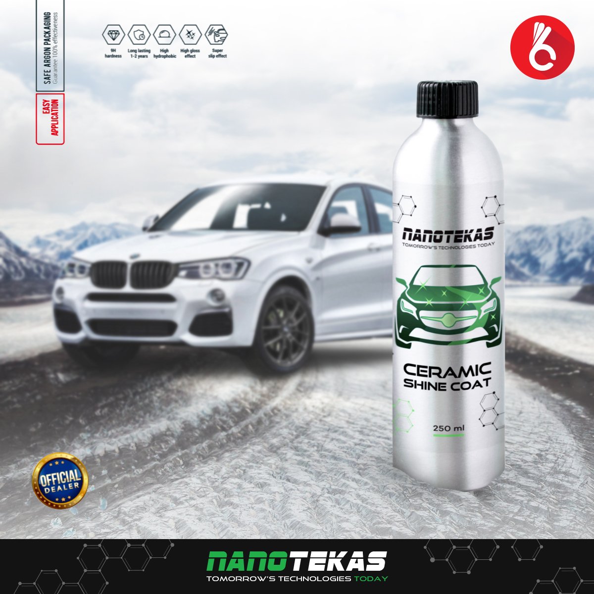 Nanotec Autopflege, Nano Shine Coat PRO, Keramikbeschichtung zum Schutz des Autolacks, 9H Härte, wasserabweisend, leichte Reinigung, kratzfest. von Nanotekas