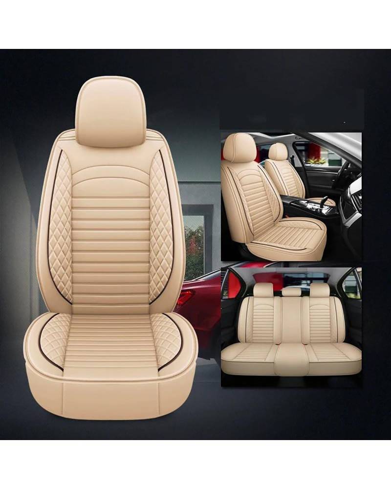 Auto Vordersitze Für Peugeot 107 206 308 Für Kia Für Stonic Für Hyundai Für I20 Für I40 Für Haval Zubehör Kunstleder Autositzbezug Sitzbezüge Auto(6Beige 5 Seat) von NASDGAKF