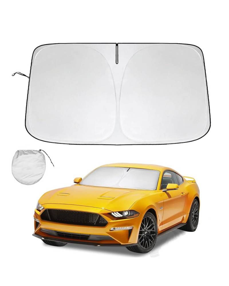 Autofenster Sonnenschutzrollos Für Ford für Mustang 2015-2021 Windschutzscheiben-Sonnenschutz, Auto-Sonnenschutz, Faltbare Sonnenblende blockiert UV-Strahlen Auto-Fensterblenden von NASDGAKF