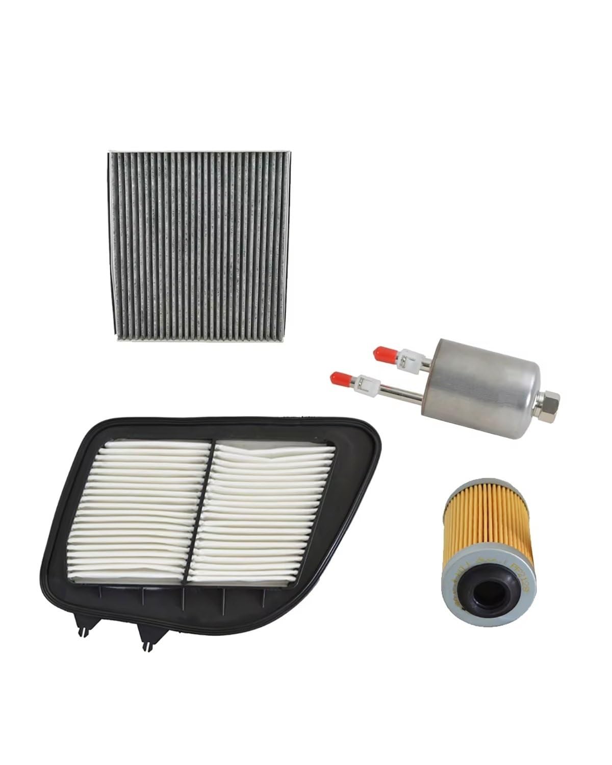 Benzinfilter 4-teiliges Filterset Für Cadillac SLS 3.6L 2006-2012 SRX GMT265 3,6 2005-2009 STS 2.8L 2008 Kabine AC Frischluft-Kraftstoffölfilter-Kits Kraftstofffilter von NASDGAKF