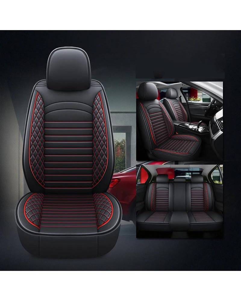 NASDGAKF Auto Vordersitze Für Toyota Für Corolla Für Camry Für Prius Für Seat Für Stinger Innenausstattung Auto Kunstleder Autositzbezug Sitzbezüge Auto(3Black Red 5 Seat) von NASDGAKF