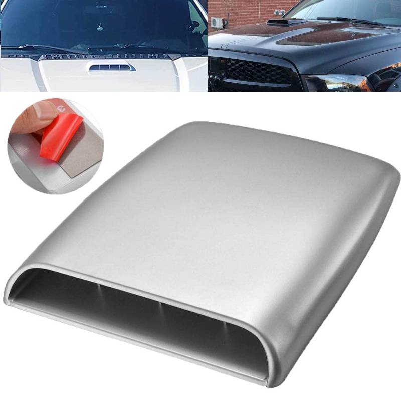 NATGIC Auto Luftstrom Vent Cover Universal Auto dekorative Luftstrom Einlasshaube Scoop Bonnet Vent Aufkleber Cover Hood - Silber/Grau von NATGIC