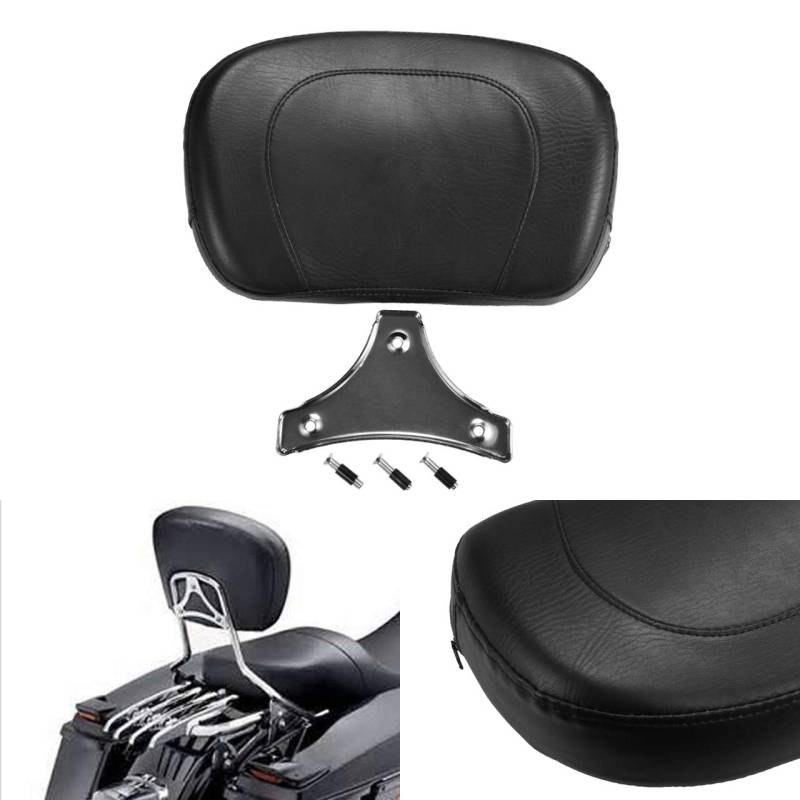 NATGIC Motorrad Rückenlehne Schwarz Beifahrersitz Nieten Kissen Nieten Kissen Abnehmbares Pad für Harley Yamaha Honda Suzuki Kawasaki Fahrräder/Custom Bikes/Chopper/Touring/Cruiser von NATGIC