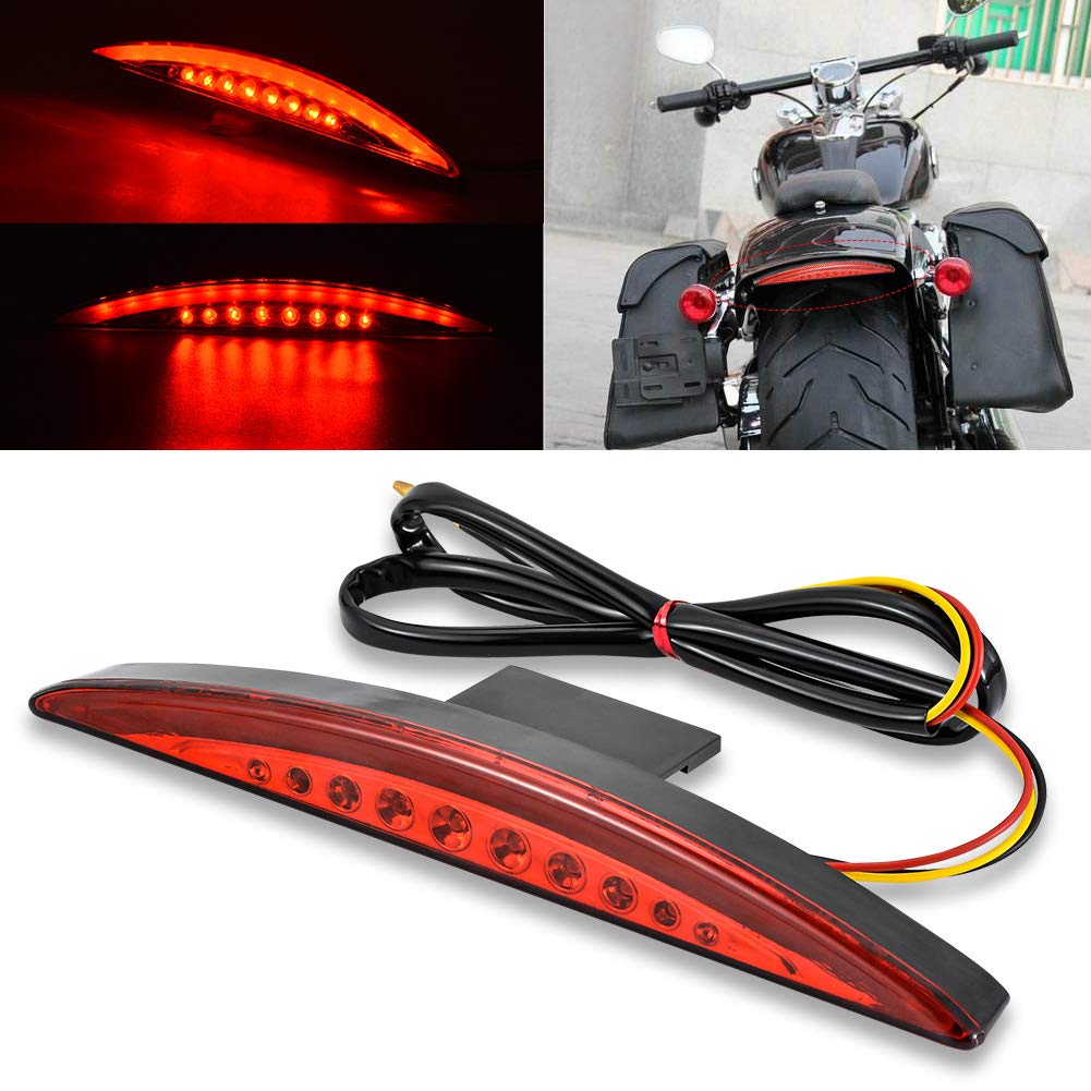 NATGIC Motorrad-Rücklicht, Kotflügelspitze, LED-Bremslauflicht für H-arley Breakout EFI FXSB CVO 2013–2017 (rote Linse) von NATGIC