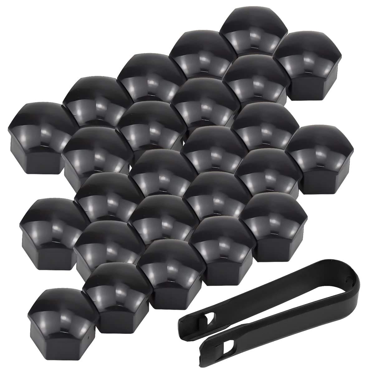 NATUCE 20 Stück 17mm Universal Kunststoff Radmuttern Kappen, Rad Mutter Cap Reifen Mutter Covers, Radschrauben Nut Abdeckkappe Schraube Auto Radkappen mit Entfernung Werkzeug für Autos, Schwarz von NATUCE