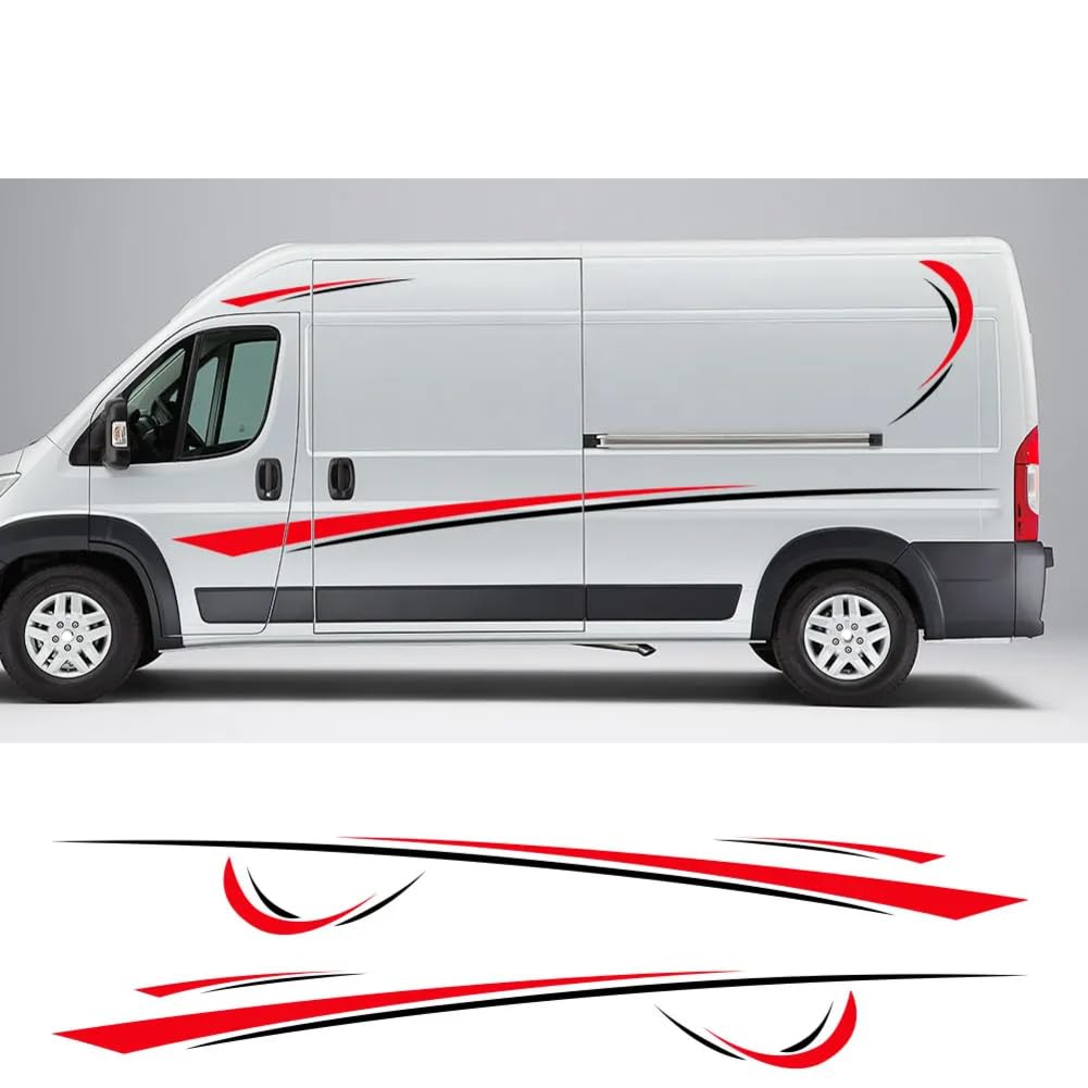 6 Teile/los Autoaufkleber Grafiken Sport Vinyl Streifen Wohnmobil Aufkleber, Für Peugeot Boxer, Für Citroen Jumper, Für FIAT Ducato Zubehör von NATUZORA